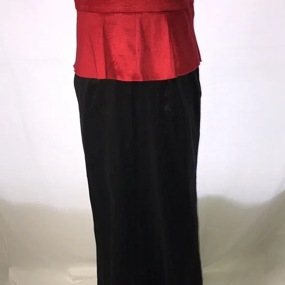 ❤️ Women’s Vintage MISS KIM Long Red & Black Formal Prom Sleeveless Dress Size? - Picture 7 of 11
